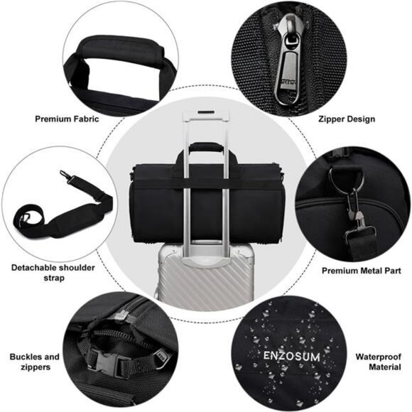 Garment Bags for Travel Large Suit Bag for Men Carry On Garment Bag Convertible - Picture 6 of 7